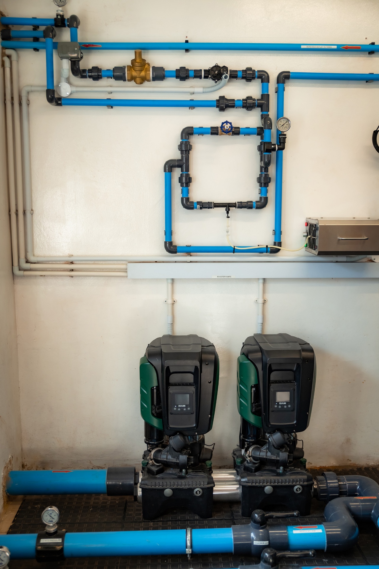 Booster pumps piping