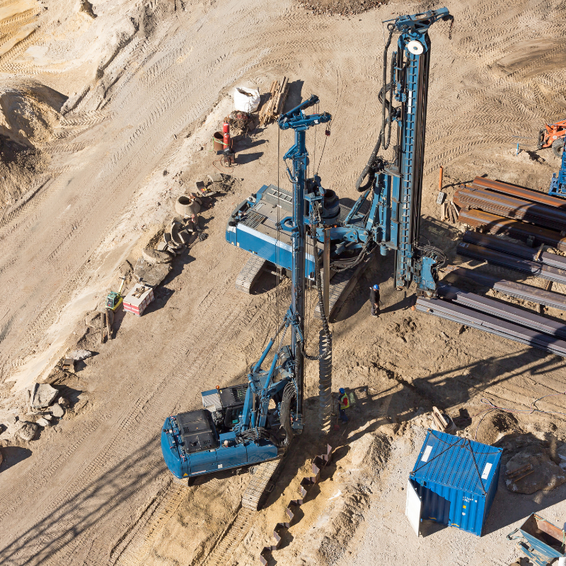 Borehole drilling aerial view