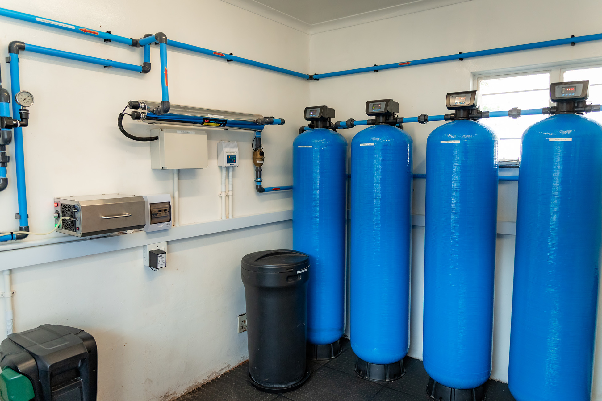 Filtration room with four tanks