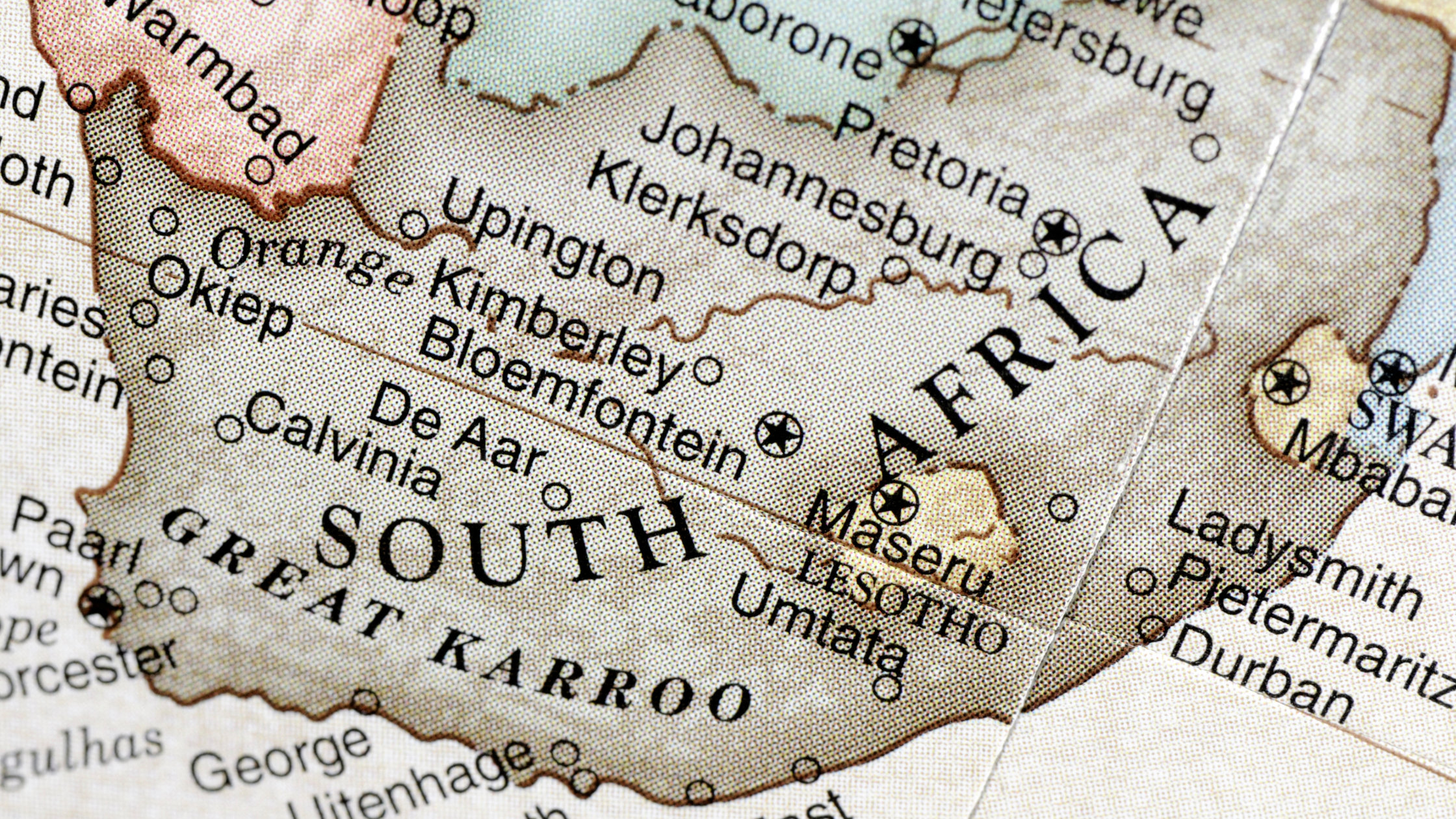 Close-up map of South Africa highlighting regions affected by water infrastructure issues.